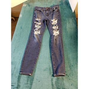 American Eagle Outfitters High Rise Ripped Jeans - Blue